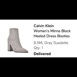 Calvin Klein Faux Suede Block Heel Ankle Boots in Gray Size 8.5